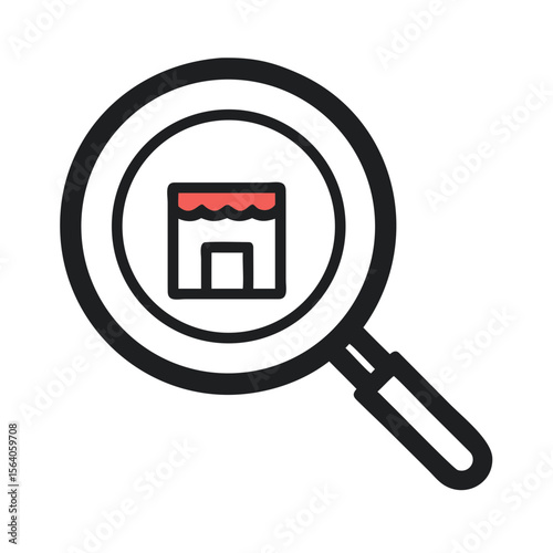 Magnifying Glass Highlights Tiny Business Structure for Detailed Focus