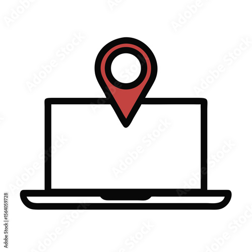 Laptop With GPS Pin Symbol for Digital Navigation Feature