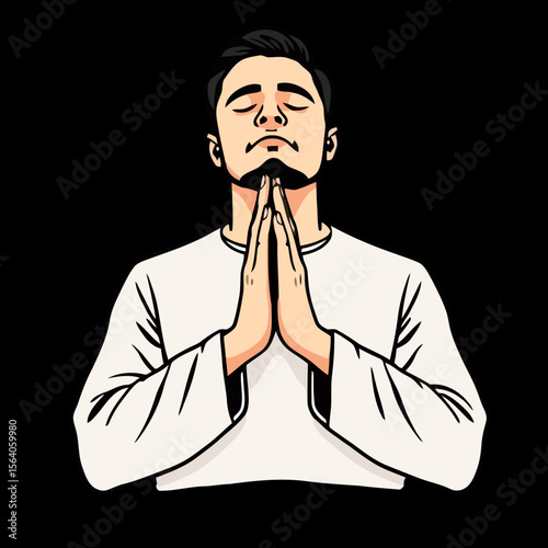 a boy is praying for seeking help while face is towards sy