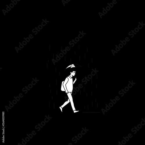 person is walking alone with a backpack 