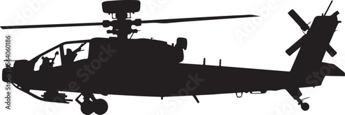 Silhouette of Attack Helicopter Vector Illustration