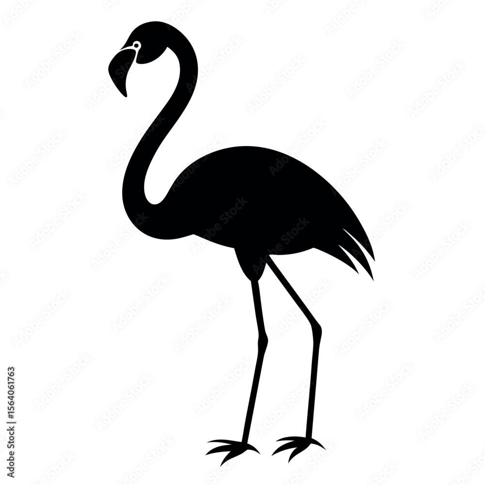 Obraz premium Elegant Flamingo Silhouette A Black and White Vector Illustration