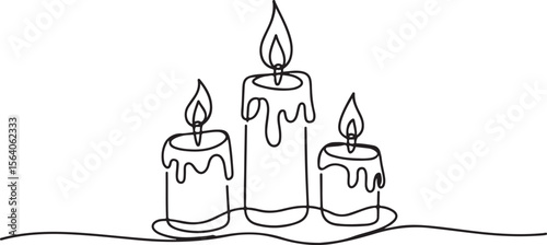 Silhouette of Burning Candles Vector Illustration