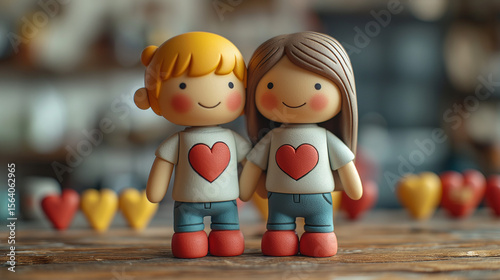 Two Tiny Doll Figures Celebrating Love