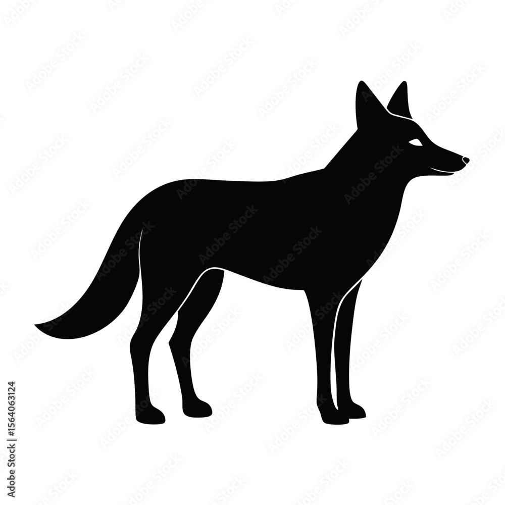 Fototapeta premium Black Silhouette of a Coyote Wild Canine Illustration