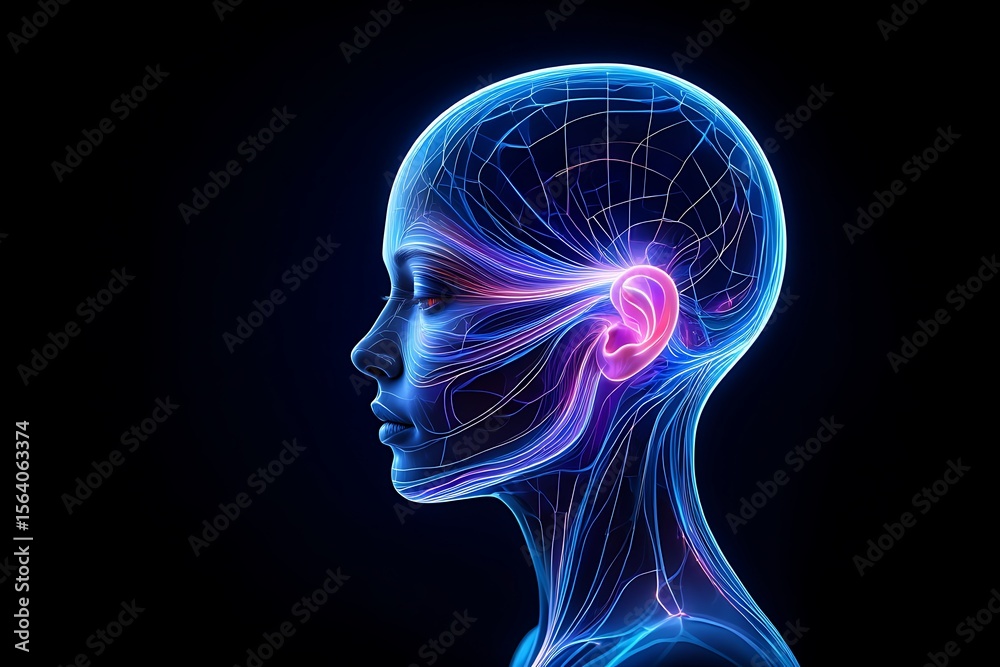 Radiant blue smoke swirls with an artistic smooth flow against the transparent x-ray anatomy of a human head Radiant blue smoke swirls with an artistic smooth flow against the transparent x-ray anatomy of a human head