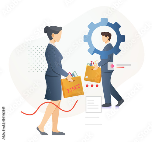 Lay Off - Loss of Job - Employee moving out - Illustration