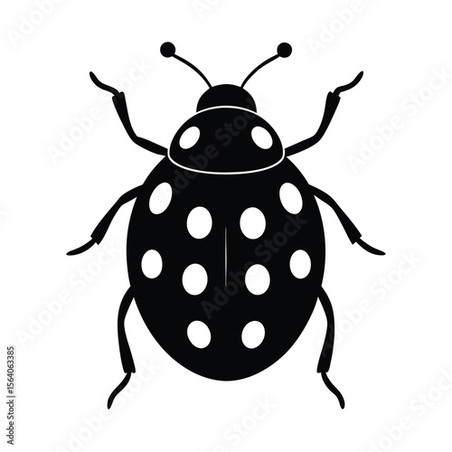 ladybug silhouette vector on white background