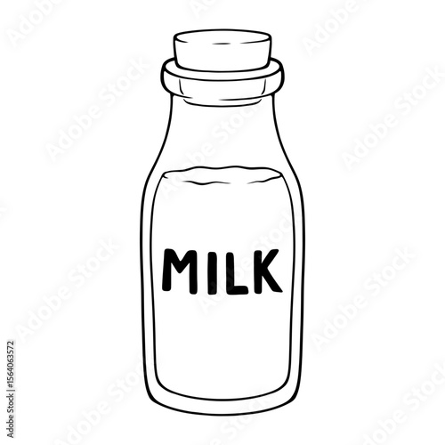 milk bottle vector line art drawing illustration