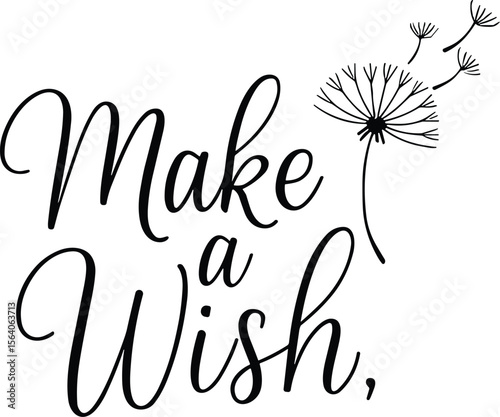 Make a wish vector black silhouette print design