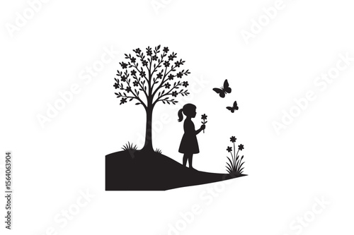 Spring silhouette on white background.01
