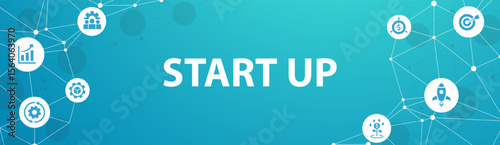 Start up icon - starting a business. startup, new business, idea, innovation, target, planning, vision, infographic, template, presentation, concept, banner, pictogram, icon set, icons.