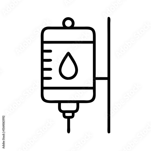 IV drip bag with liquid drop symbol on white background  