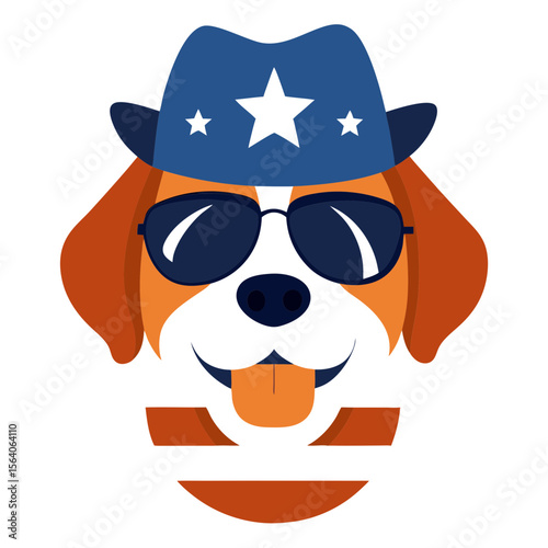 Decent saint bernard dog, dog face vector art illustration
