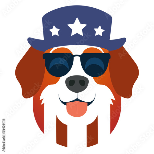 Decent saint bernard dog, dog face vector art illustration
