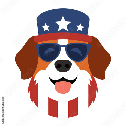 Decent saint bernard dog, dog face vector art illustration