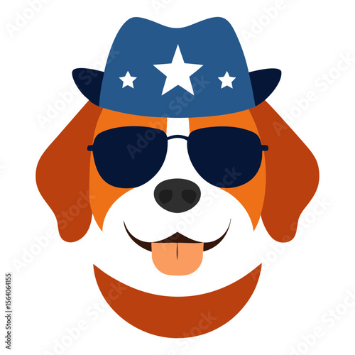 Decent saint bernard dog, dog face vector art illustration