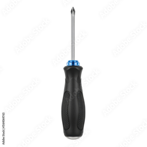 Black and blue ergonomic phillips head screwdriver with rubber grip