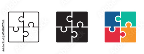 Puzzle piece vector icon set  , Vector illustration .