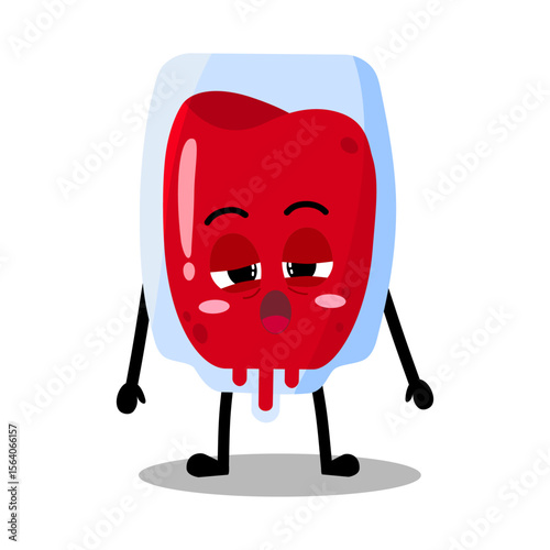 Cute Hand Drawn Sleepy Blood Bag with Heavy Eyes