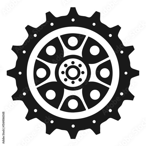 Vintage gear with rivets silhouette on a white background.