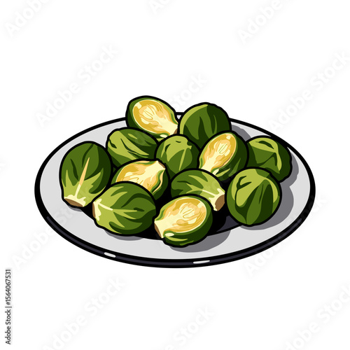 Plate of Brussels Sprouts, Healthy Vegetarian Cuisine