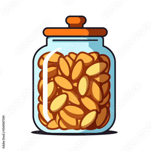 Jar of almonds with lid, healthy snack