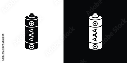 AAA battery icon silhouette vector in black colors. flat symbol logo design style