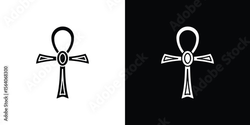 Ankh icon silhouette vector in black colors. flat symbol logo design style