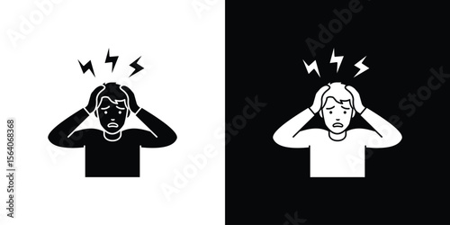 Anxiety icon silhouette vector in black colors. flat symbol logo design style