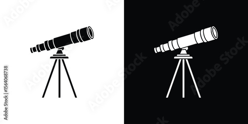 Boat Telescope icon silhouette vector in black colors. flat symbol logo design style