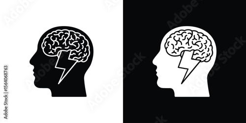 Brainstorm icon silhouette vector in black colors. flat symbol logo design style