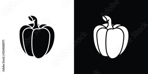 Capsicum icon silhouette vector in black colors. flat symbol logo design style