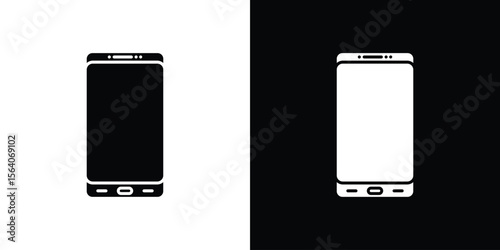 Cell phone icon silhouette vector in black colors. flat symbol logo design style