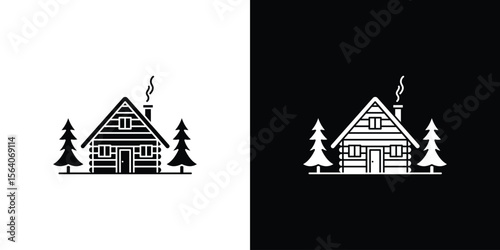 Chalet icon silhouette vector in black colors. flat symbol logo design style