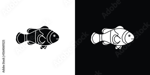 Clown fish icon silhouette vector in black colors. flat symbol logo design style
