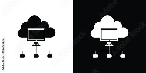 Cloud computing icon silhouette vector in black colors. flat symbol logo design style
