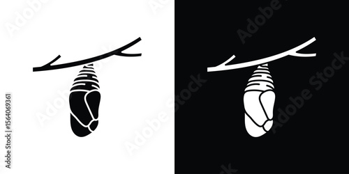 Cocoon icon silhouette vector in black colors. flat symbol logo design style