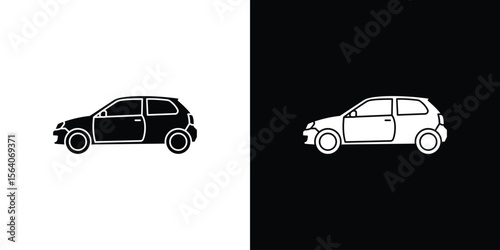 Compact car icon silhouette vector in black colors. flat symbol logo design style
