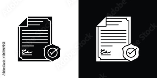 Contract coverage icon silhouette vector in black colors. flat symbol logo design style