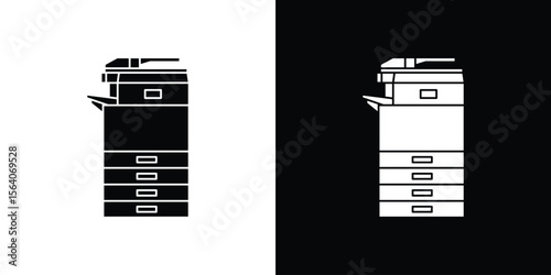 Copier icon silhouette vector in black colors. flat symbol logo design style