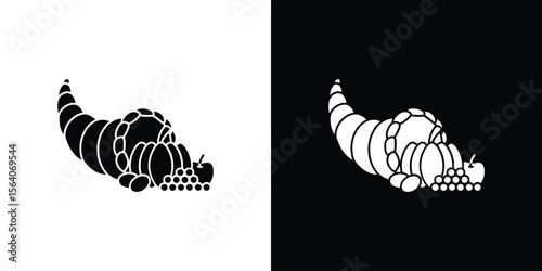 Cornucopia icon silhouette vector in black colors. flat symbol logo design style