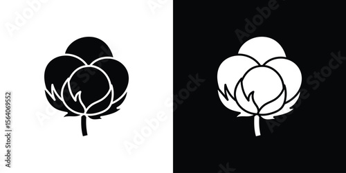 Cotton icon silhouette vector in black colors. flat symbol logo design style