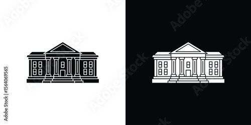 Courthouse icon silhouette vector in black colors. flat symbol logo design style