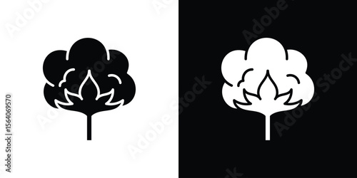 Cotton icon silhouette vector in black colors. flat symbol logo design style