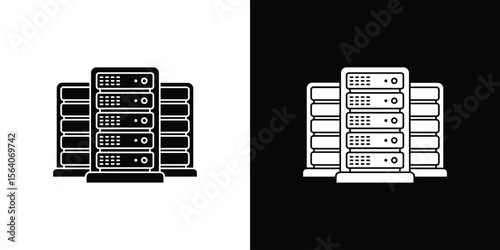 Data center icon silhouette vector in black colors. flat symbol logo design style