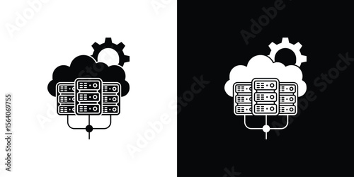 Data center icon silhouette vector in black colors. flat symbol logo design style