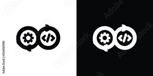 Devops icon silhouette vector in black colors. flat symbol logo design style