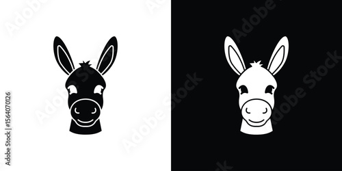 Donkey icon silhouette vector in black colors. flat symbol logo design style