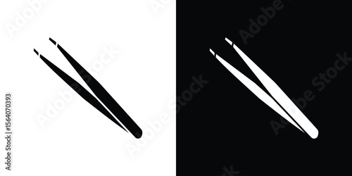 Eyebrow tweezers icon silhouette vector in black colors. flat symbol logo design style